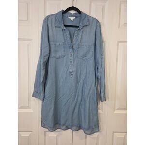 Beach Lunch Lounge Phoebe Chambray Shirt Blue Dress Pockets Large